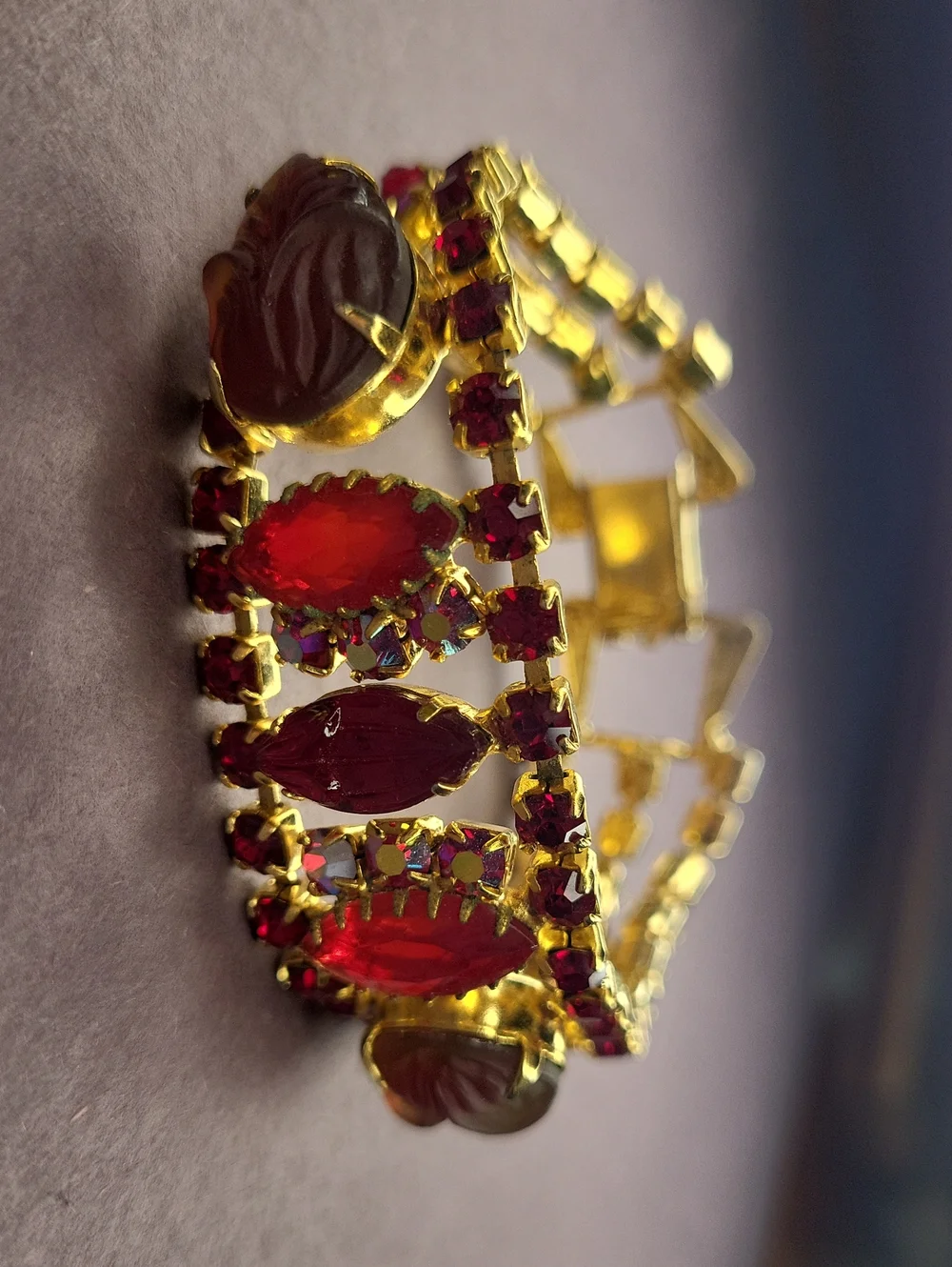 Vintage Red Rhinestone Bracelet - Picture 1 of 4